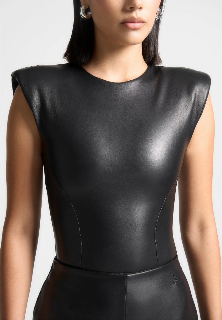stringbody top leer Body Manière de Voir, Maat 38/40 (M), Verzenden, Zwart, Zo goed als nieuw