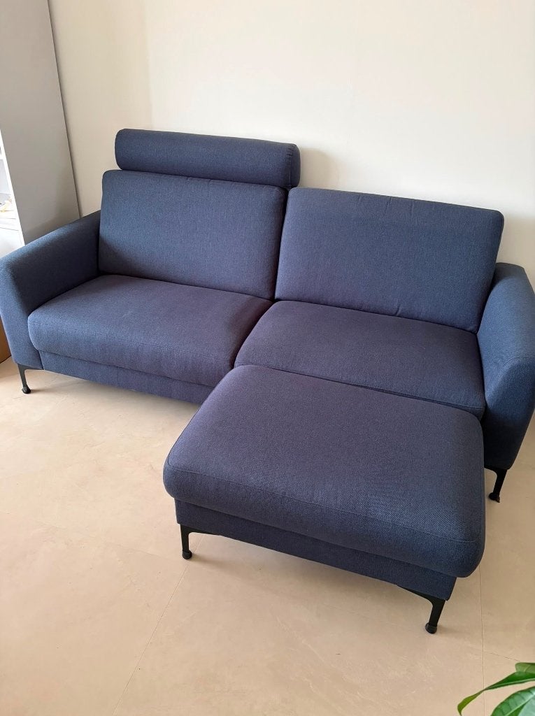 3,5 zits bank met hocker, Ophalen, Driepersoons, 75 tot 100 cm, Zo goed als nieuw