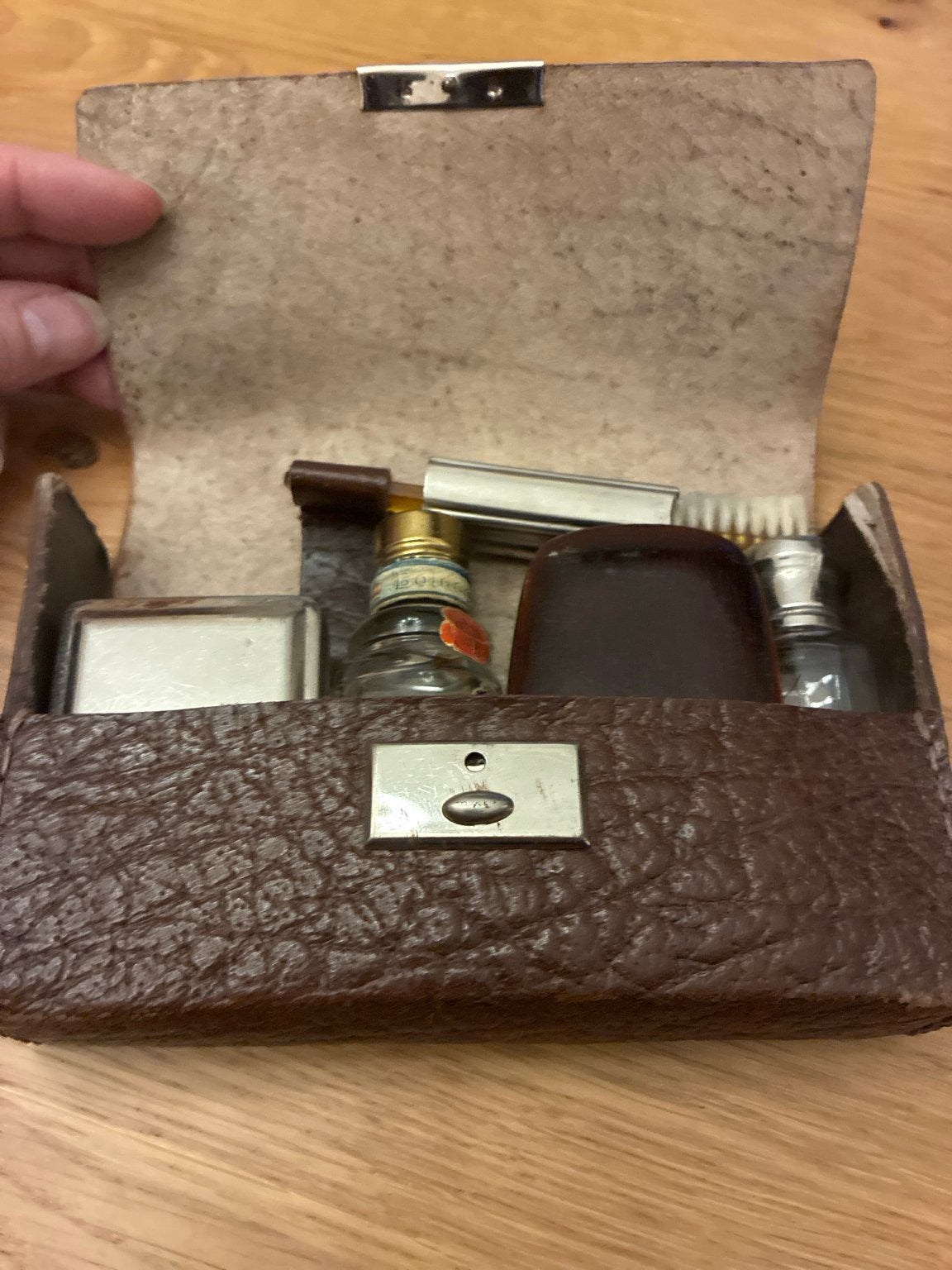 Vintage heren reisset met Boldoot flesje, Verzenden