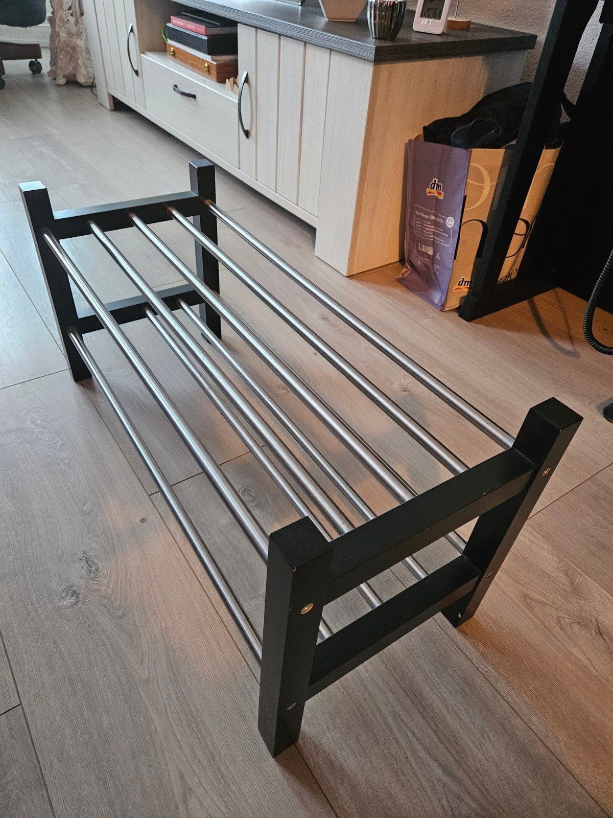 IKEA TJUSIG Schoenenrek met 2 niveaus - Zwart/Me, Ophalen, Gebruikt