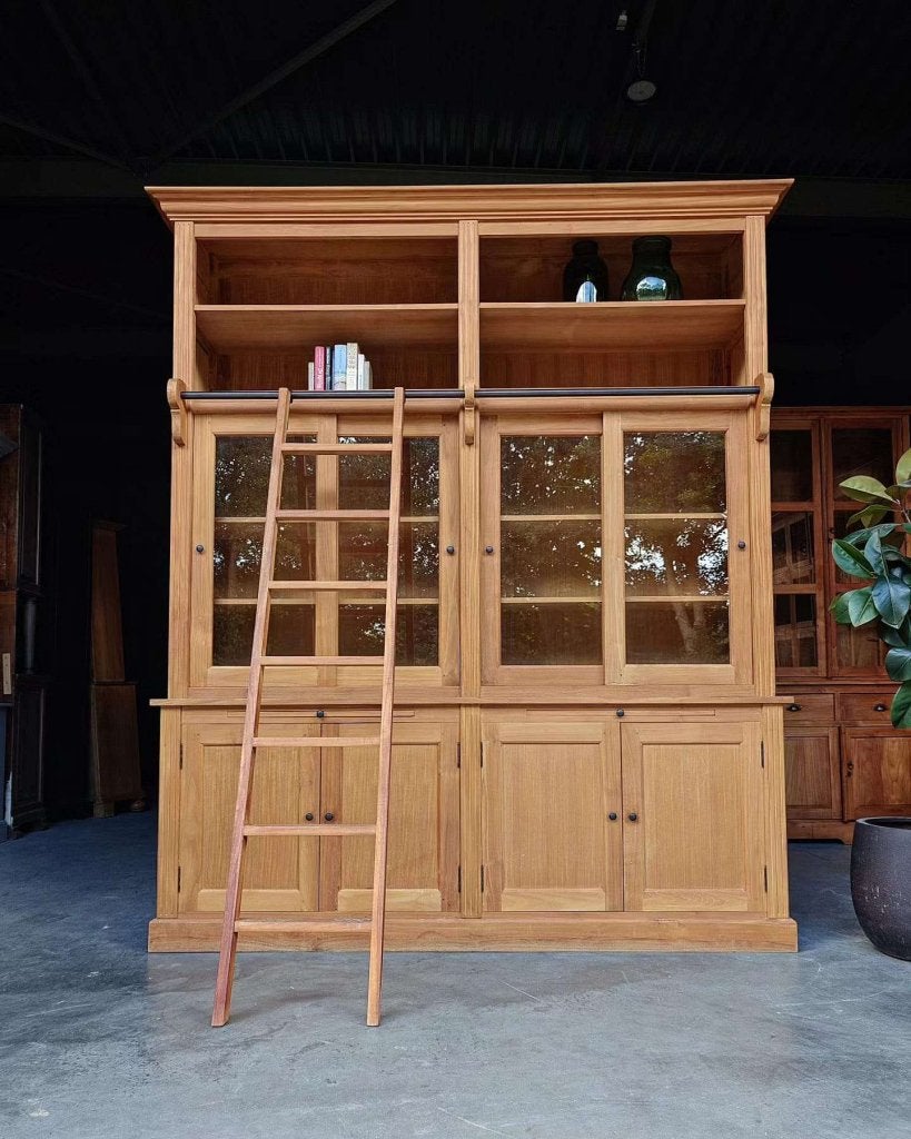Unieke hoge boekenkast | ladder | Bibliotheekkast teak #2898, Gebruikt, -, 200 cm of meer, -