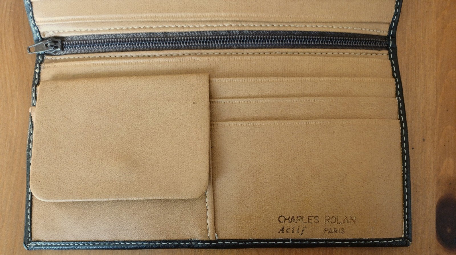 Nette Charles Rolan Paris portefeuille – Zwart/Lichtbruin, Ophalen, Nieuw, Zwart, Overige merken