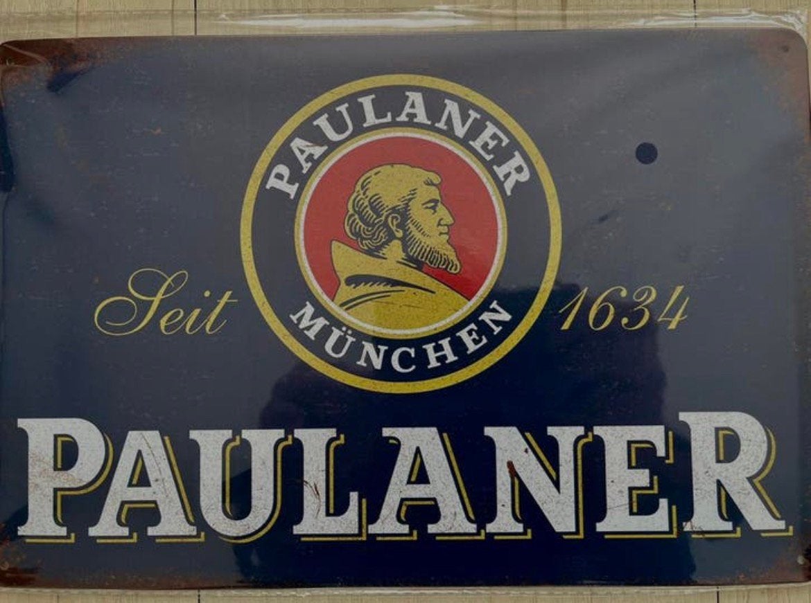 Metalen wandbord Paulaner Bier 20x30 cm, Ophalen of Verzenden, Zo goed als nieuw, Reclamebord