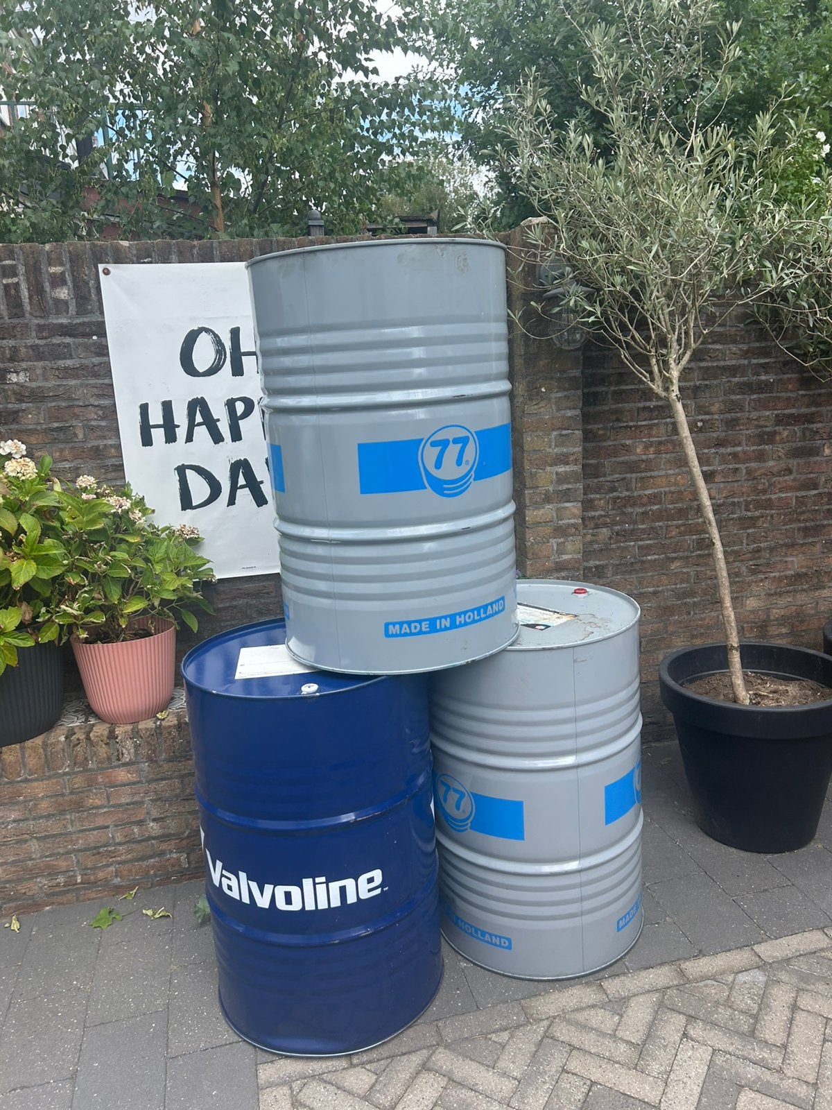 Lege olie vaten/ olie vat, Ophalen, Gebruikt