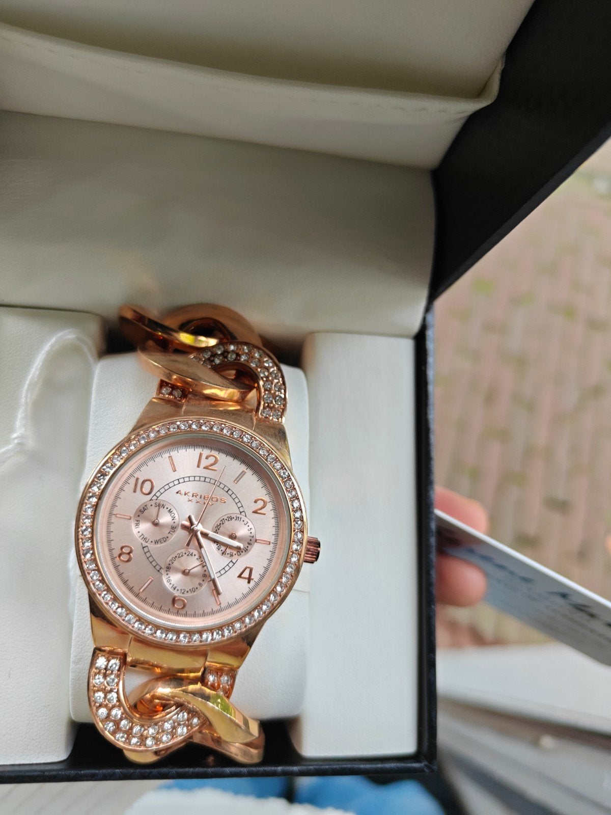 Akribos XXIV Dameshorloge Roségoud met Strass, Overige merken, Overige materialen, Polshorloge, Overige materialen