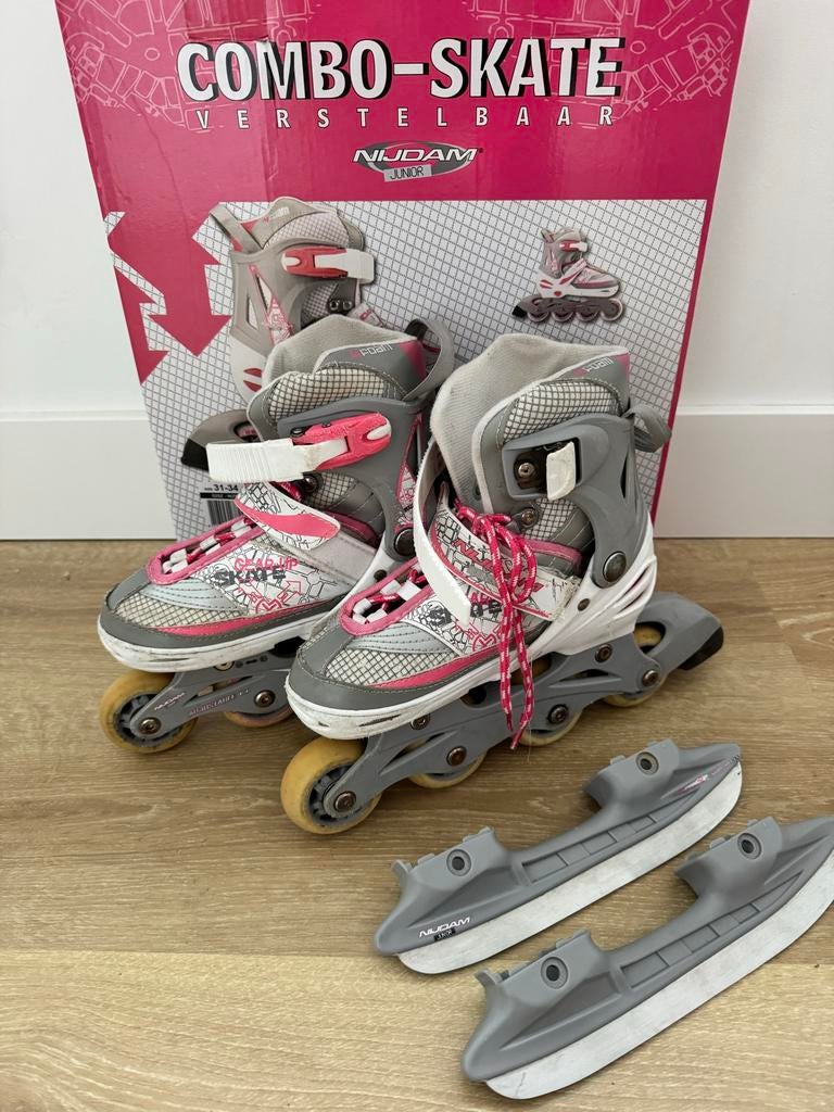 Nijdam combo skates - schaatsen maat 31-34, Kinderen, Ophalen of Verzenden, Verstelbaar, Gebruikt