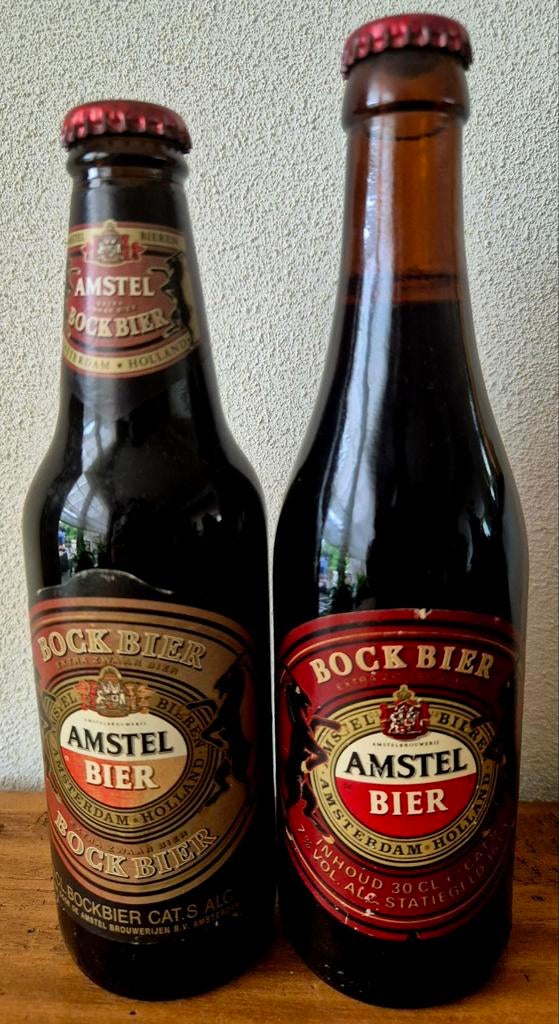 2x Fles AMSTEL bock bier Amsterdam Holland 1993+1985. Verzam, Ophalen of Verzenden, Zo goed als nieuw, Flesje(s), Amstel
