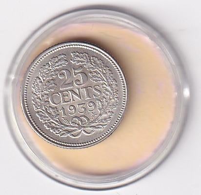 25 Cent 1939 Zeer Mooi, Postzegels en Munten, Munten | Nederland, Verzenden, Zilver, 25 cent, Koningin Wilhelmina
