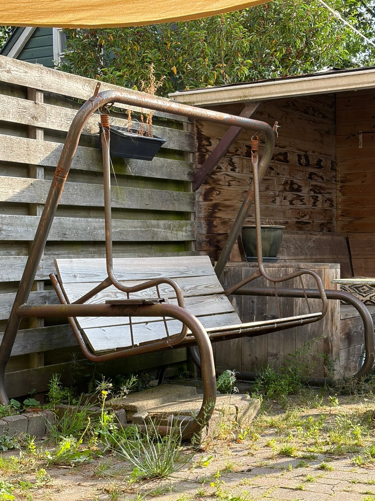 Tuinbank schommelbank, Ophalen, Zo goed als nieuw, Hout, Schommelbank