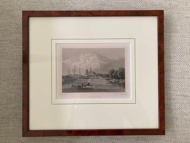 Staalgravure gezicht op Haarlem, Ingelijst, 1800 - 1899, Stadsgezicht, Ophalen of Verzenden