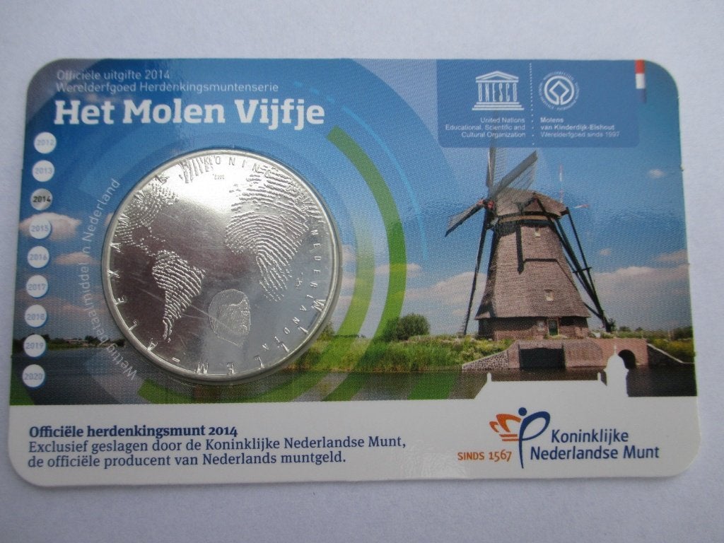 Coincard het Molenvijfje 2014, Ophalen of Verzenden, Koningin Beatrix, Euro's, Setje