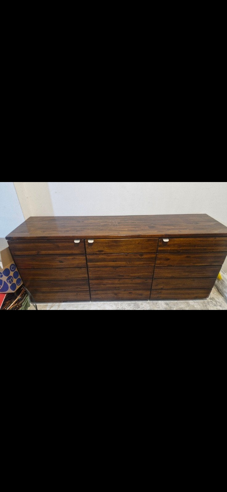 Donkerbruin dressoir met lades en deuren, Huis en Inrichting, Kasten | Dressoirs, Gebruikt, Ophalen of Verzenden, 200 cm of meer