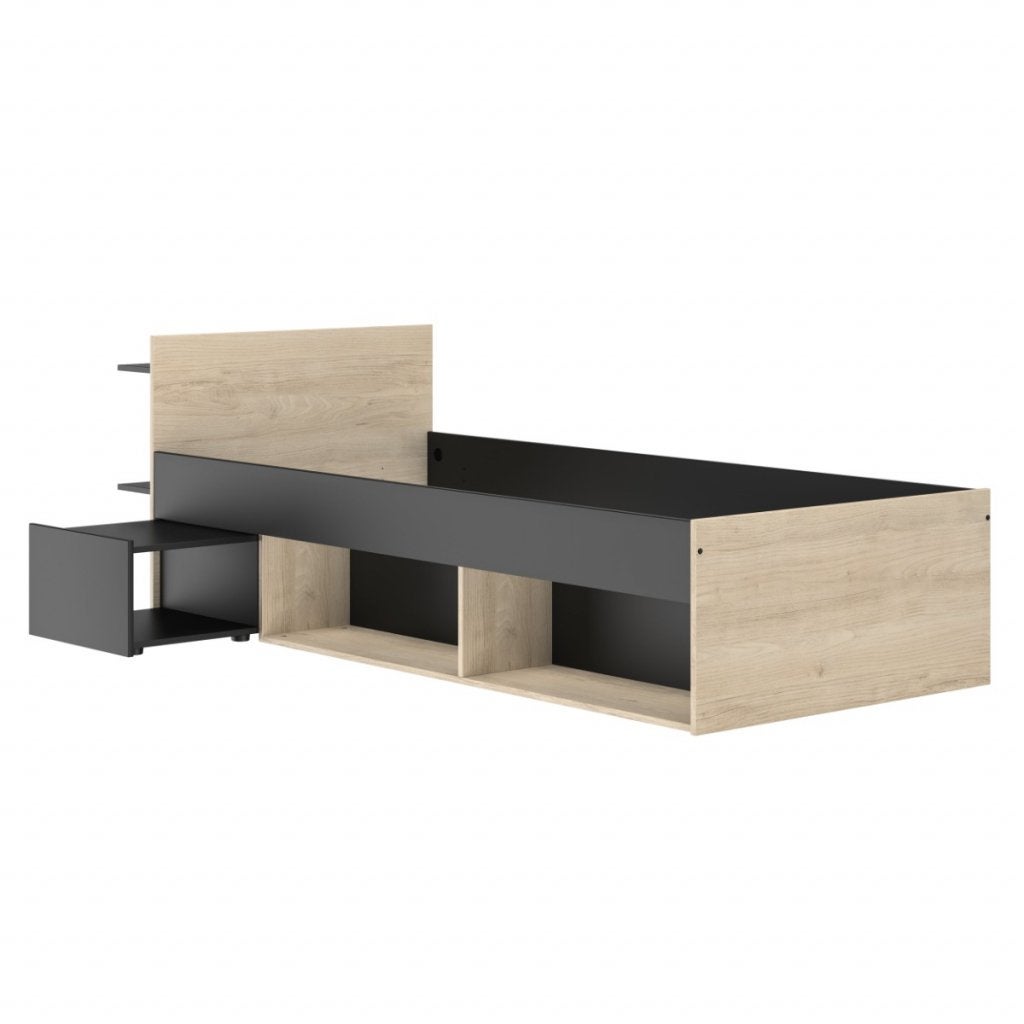 Ergo 1-persoonsbed - Blank eiken/zwart