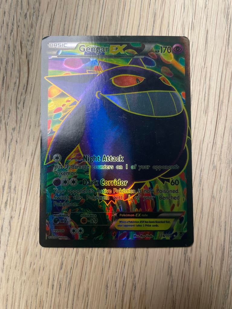 Gengar EX Pokémon Kaart - Full Art Holo - XY Phantom Forces, Ophalen of Verzenden, Gebruikt, Losse kaart, Foil