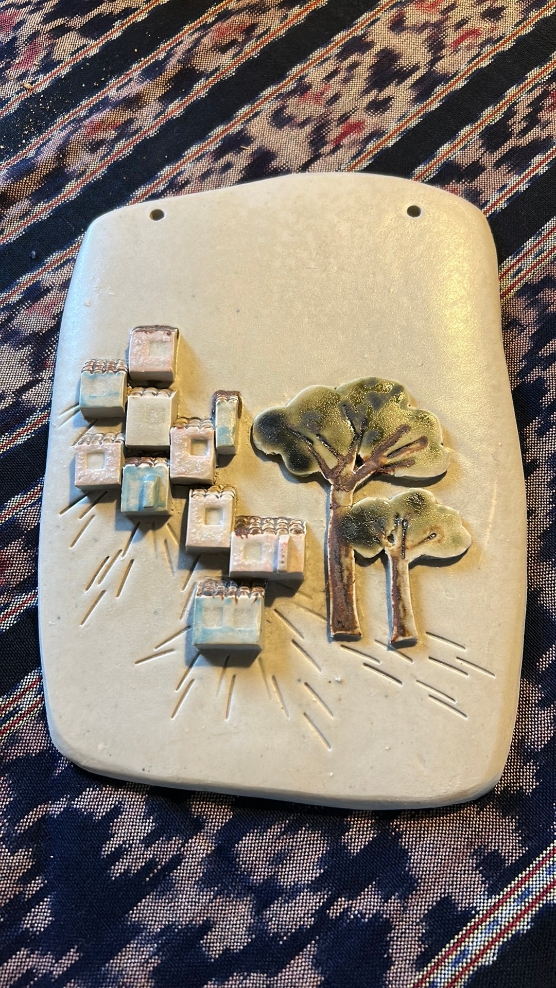 Studio pottery keramiek wandtegel plaquette uit Frankrijk, Ophalen of Verzenden, Zo goed als nieuw