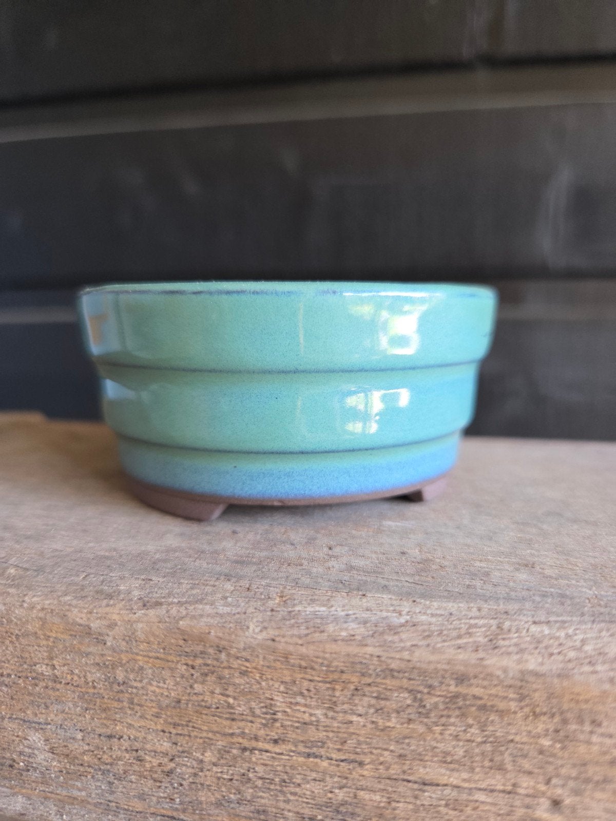 Leuk Japans Mizutani Bonsai Schaaltje - Groen/Blauw Keramiek, Gebruikt, Ophalen of Verzenden, Aardewerk, Binnen