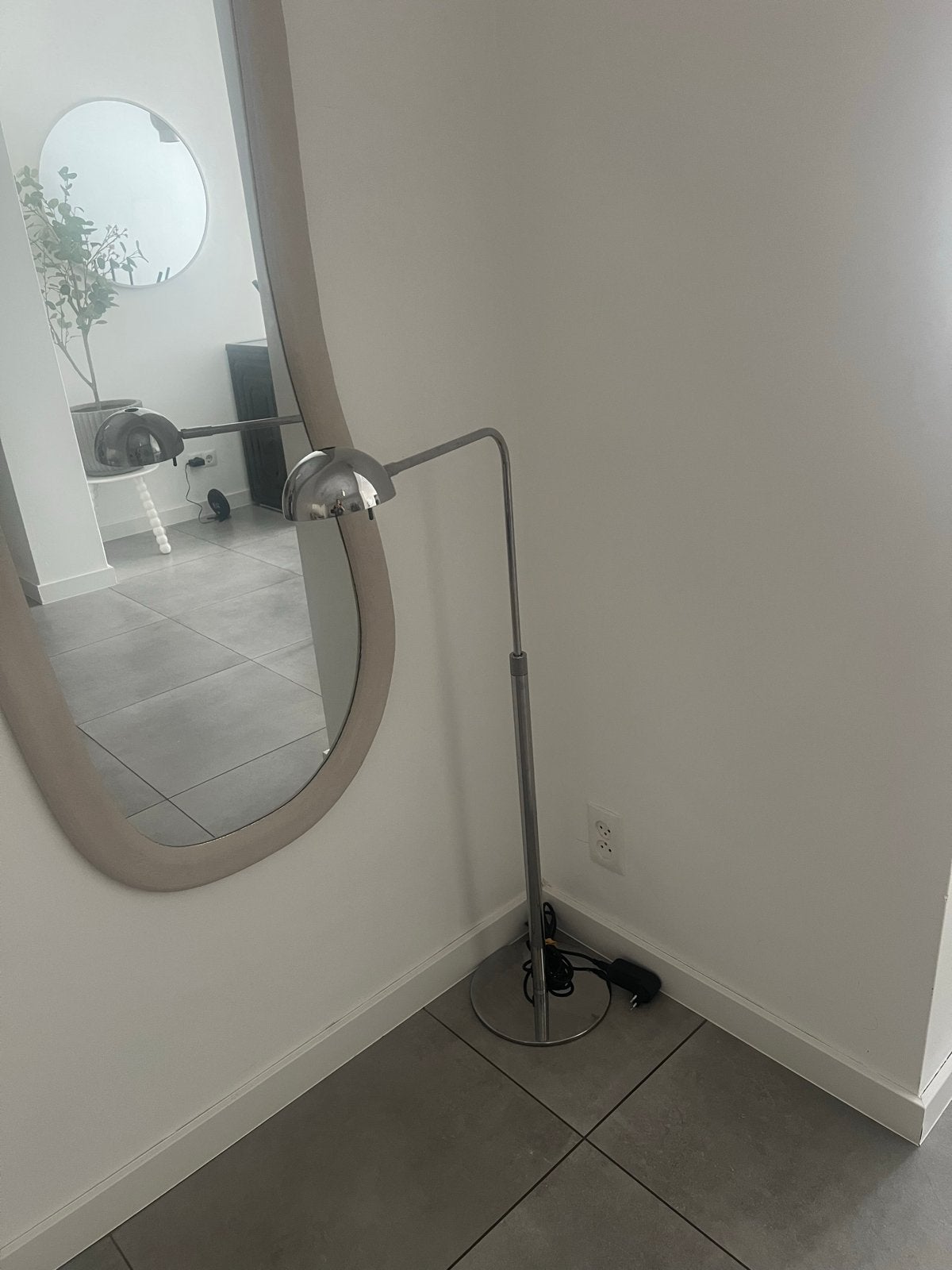 Moderne chromen vloerlamp - verstelbaar ikea vintage, Gebruikt, Metaal, 150 tot 200 cm, E27 (groot)