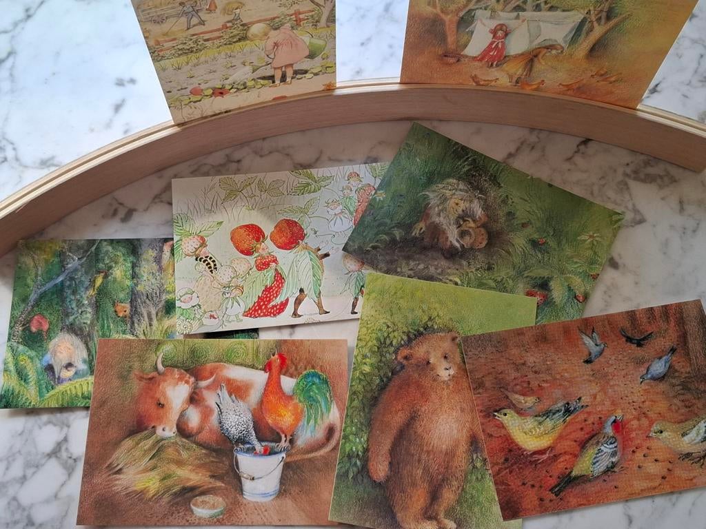 Antroposofisch Waldorf kaarten + houten standaard, Verzenden, Zo goed als nieuw, Overige typen