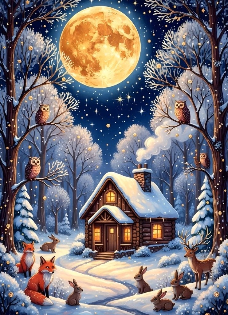 40x30cm Diamond Painting sneeuwhuis dieren (vierkant) nr 200, Overige thema's, Nieuw, Meerkleurig, Ophalen of Verzenden