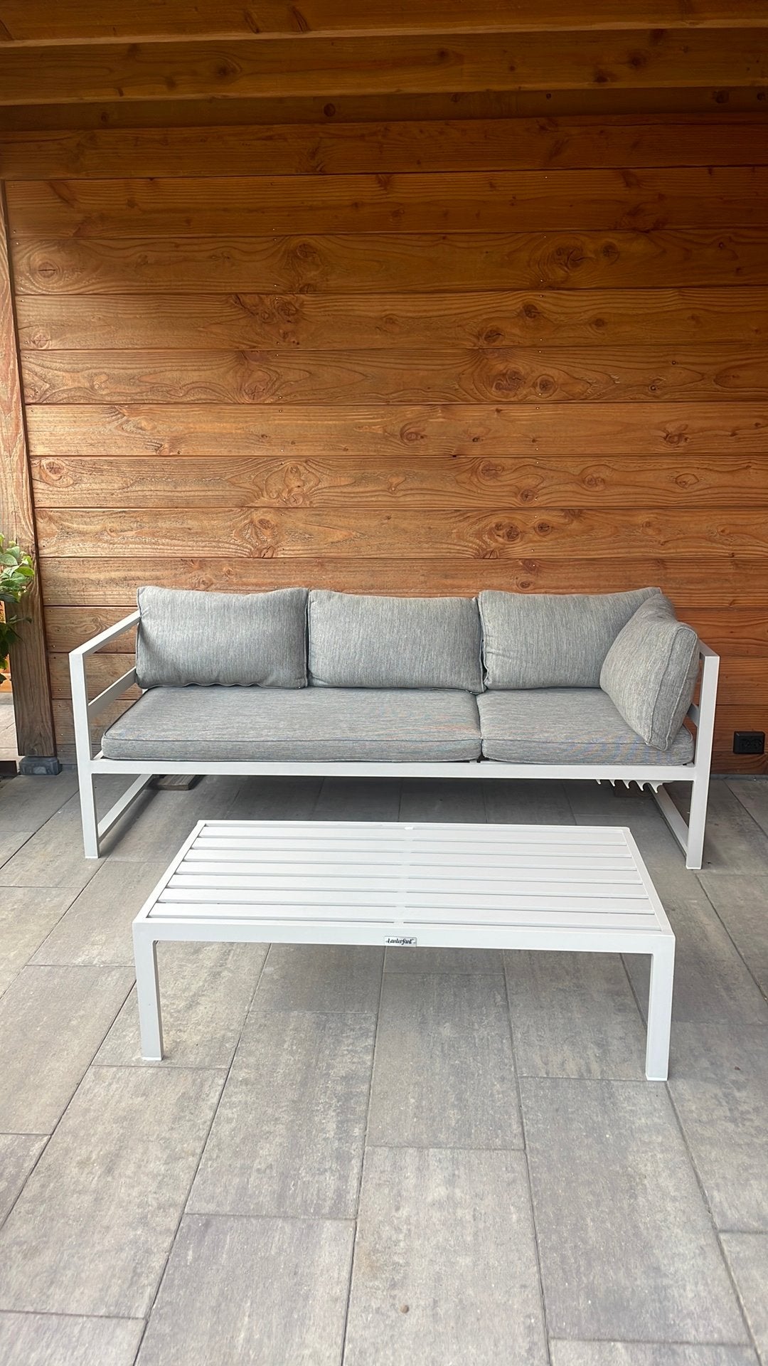 Lanterfant tuin lounge bank en tafel, Tuin en Terras, Tuinbanken, Ophalen, Zo goed als nieuw, Aluminium