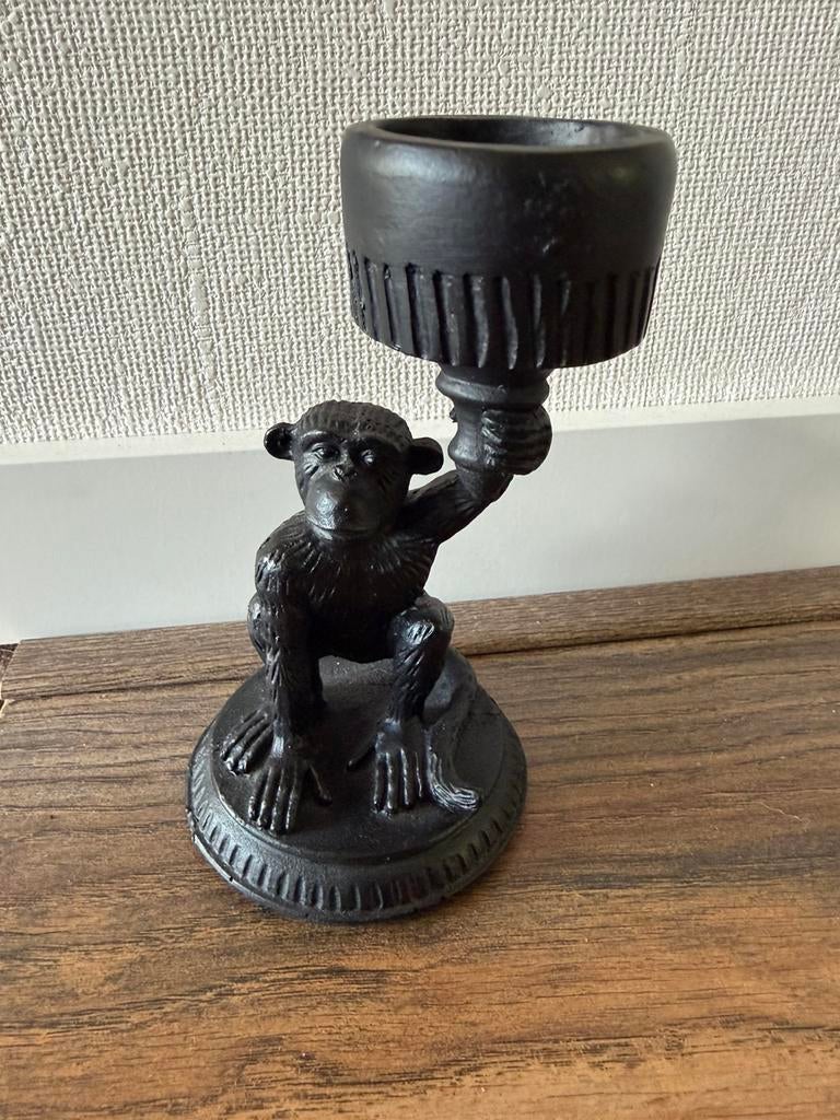 Zwarte apen kandelaar - Unieke decoratie, Huis en Inrichting, Woonaccessoires | Kandelaars en Kaarsen, Ophalen of Verzenden, Nieuw