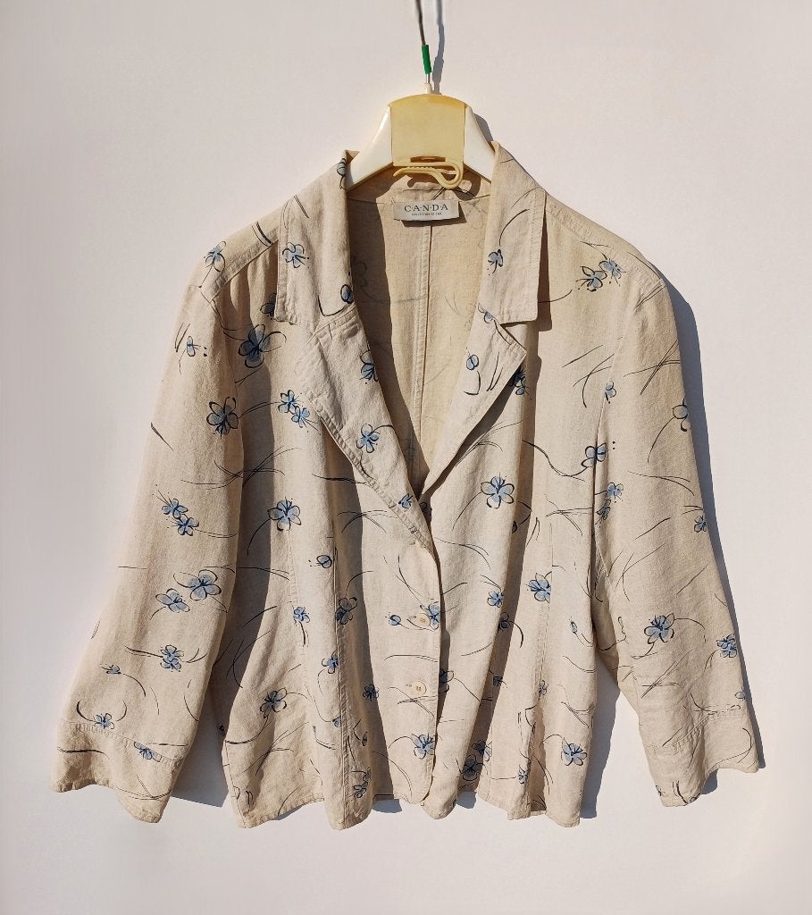Mooie zomerse blazer met bloemen motief, Beige, Maat 42/44 (L), Ophalen of Verzenden, Zo goed als nieuw