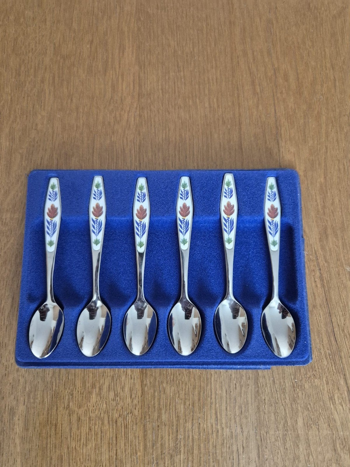 Set van 6 Boerenbond theelepels met esdoornblad decoratie, Ophalen of Verzenden
