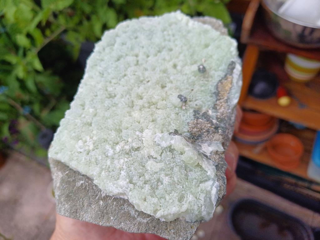 RB416 Groene Prehniet Imilchil Marokko #collectie #verz, Verzamelen, Mineralen en Fossielen, Mineraal, Ophalen of Verzenden