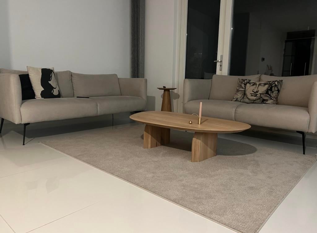 Bankstel beige 3 zits & 2 zits, Ophalen of Verzenden, Zo goed als nieuw, 75 tot 100 cm
