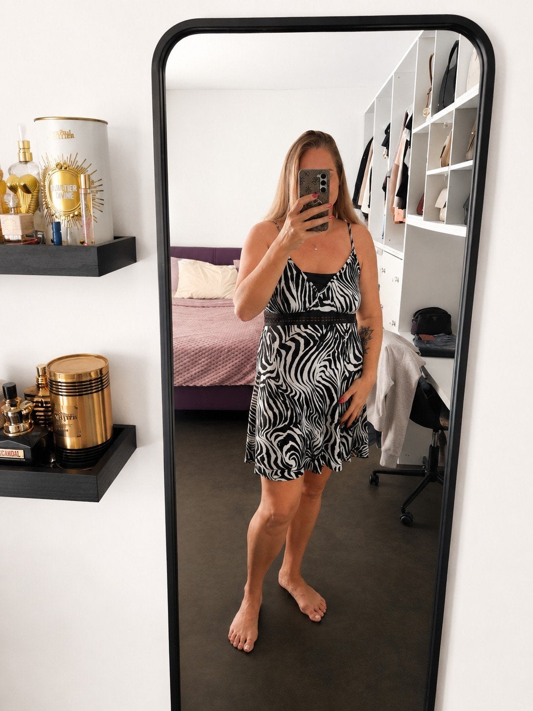 Leuk jurkje met zebraprint, Kleding | Dames, Zwart, Maat 42/44 (L), Ophalen of Verzenden, Gedragen