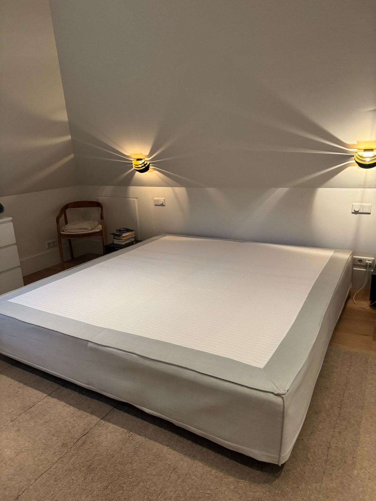 Tweepersoons boxspring bed 2.00x2.20, Ophalen, Gebruikt, Blauw, Tweepersoons