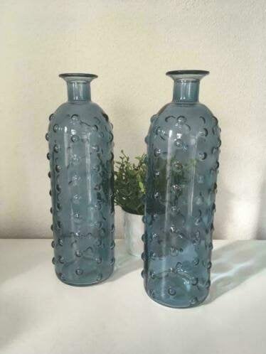 Vaas of kandelaar Bubble bottle Blue Nieuw!, Overige materialen, Blauw, Nieuw, Ophalen of Verzenden
