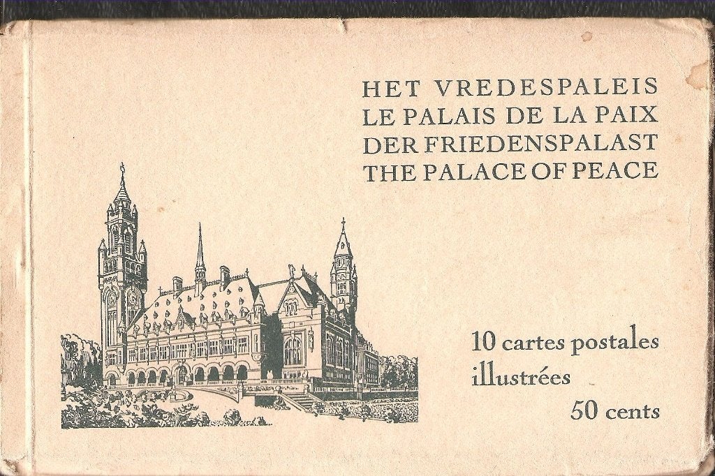 ’s-Gravenhage, 10 kaarten in boekje Vredespaleis, Verzamelen, Ophalen of Verzenden, 1940 tot 1960, Ongelopen, Zuid-Holland