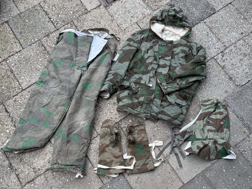 WH Splittertarn wende jas, broek, wanten, kopfhaube repro, Verzamelen, Ophalen of Verzenden, Landmacht, Duitsland, Kleding of Schoenen