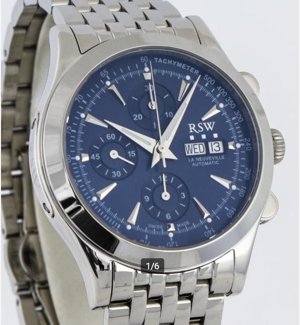 RSW La Neuveville Valjoux (Nieuw - Volledige set), Sieraden, Tassen en Uiterlijk, Horloges | Heren, Overige merken, Staal, Staal