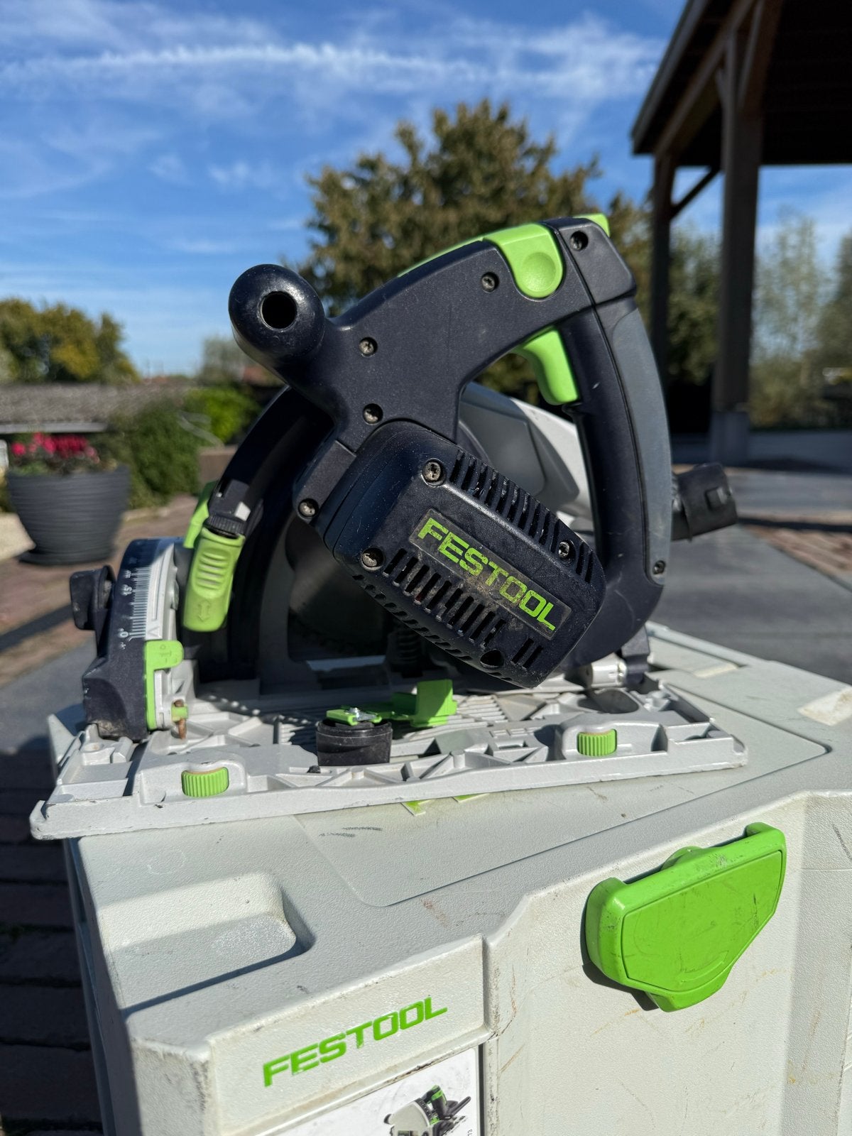 Festool TS 55 REBQ-Plus invalzaag met Systainer, Gebruikt, 70 mm of meer, 1200 watt of meer, Verzenden