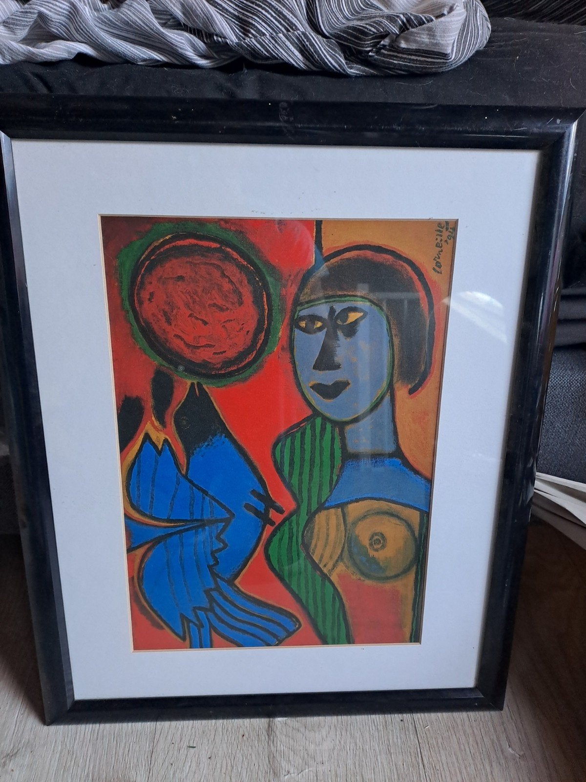 Corneille - Gesigneerde Giclée - Vrouw met vogel, Figuren, Giclée, Papier/karton, Ophalen