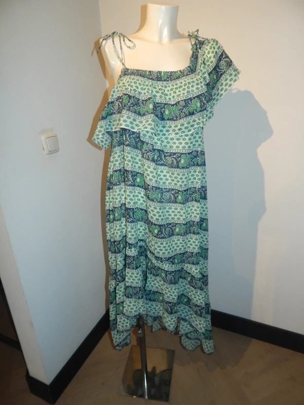 Antik Batik lange zomerjurk met ruches en print, maat 40