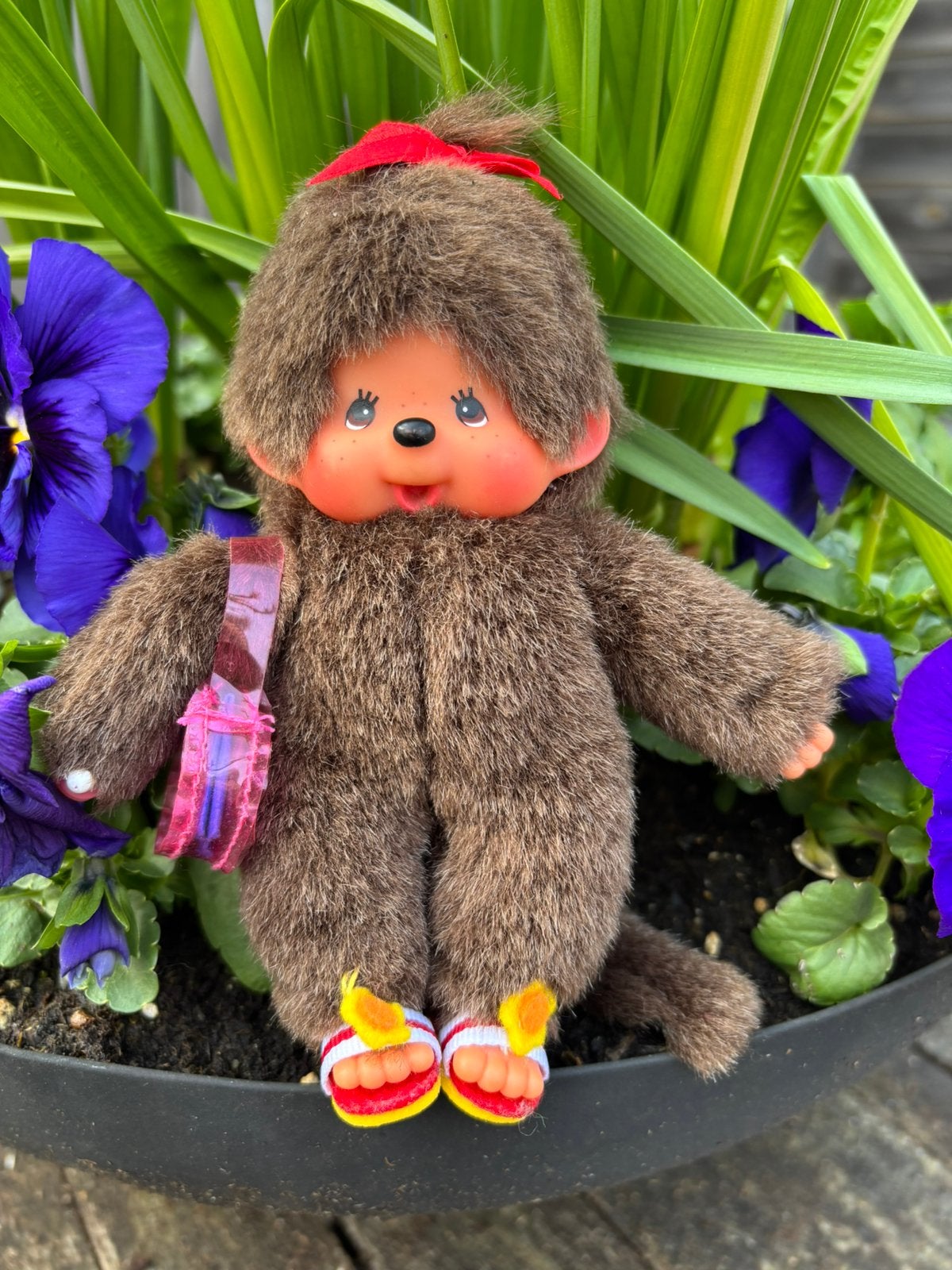 Monchhichi -  girl knuffel met tasje en slippertjes 15 cm, Verzenden