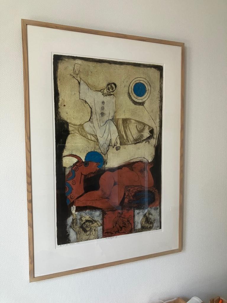 Ru van Rossem – De Lof der Zotheid – Zeldzame kleurenlitho, Antiek en Kunst, Ophalen