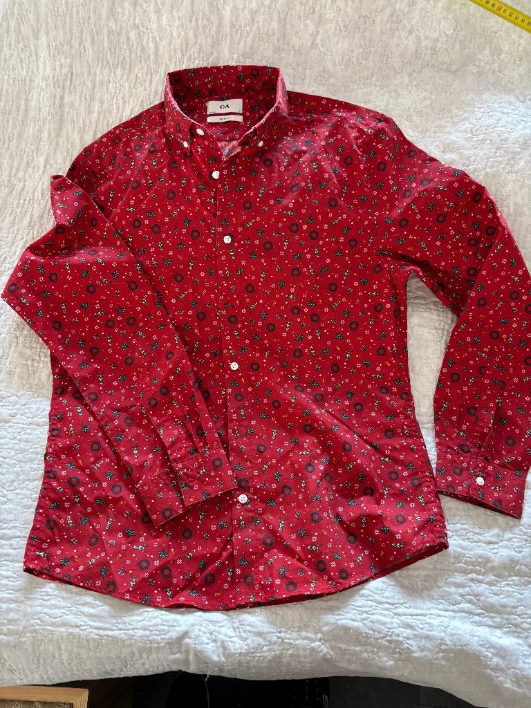 C&A overhemd lange mouw kerst mt. L, Kleding | Heren, Overhemden, Ophalen of Verzenden, Zo goed als nieuw, C&A, Halswijdte 41/42 (L)