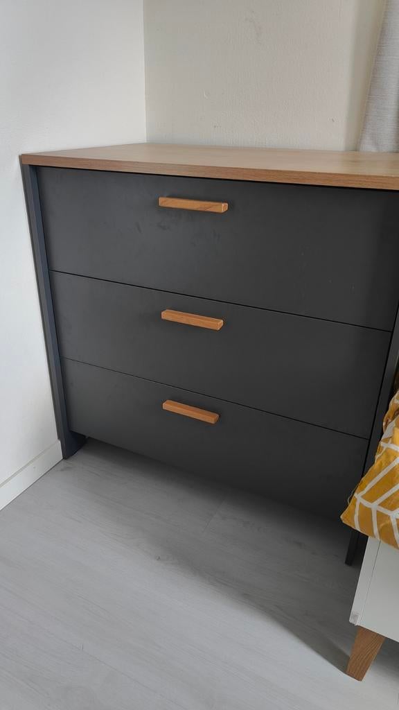 Commode/ladekast met soft close lades hout/antraciet, Ophalen