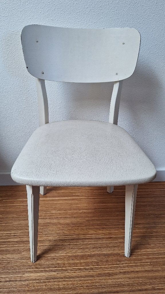 Wit houten keukenstoel met skai-zitting, Ophalen, Gebruikt, Wit, Landelijk