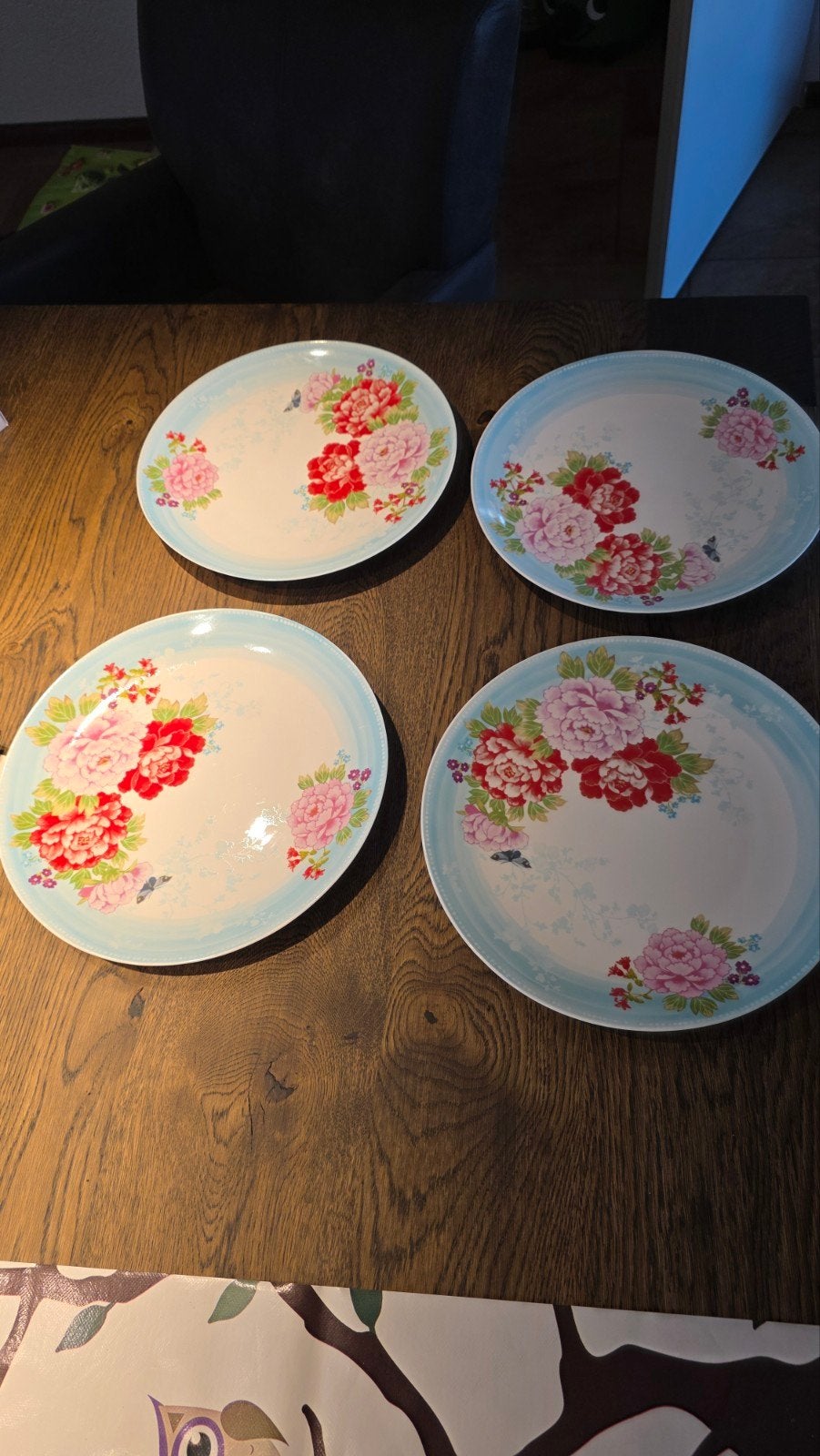 4 Albert Heijn borden met bloemenprint Pip, Keramiek, Ophalen of Verzenden, Zo goed als nieuw, Albert Heijn