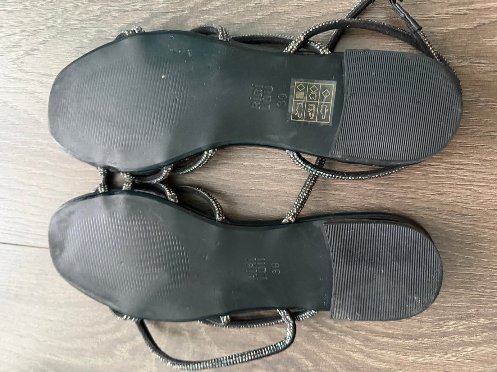 Bibi Lou Sandalen met strass - Maat 39, Verzenden, Zo goed als nieuw, Zwart, Sandalen of Muiltjes