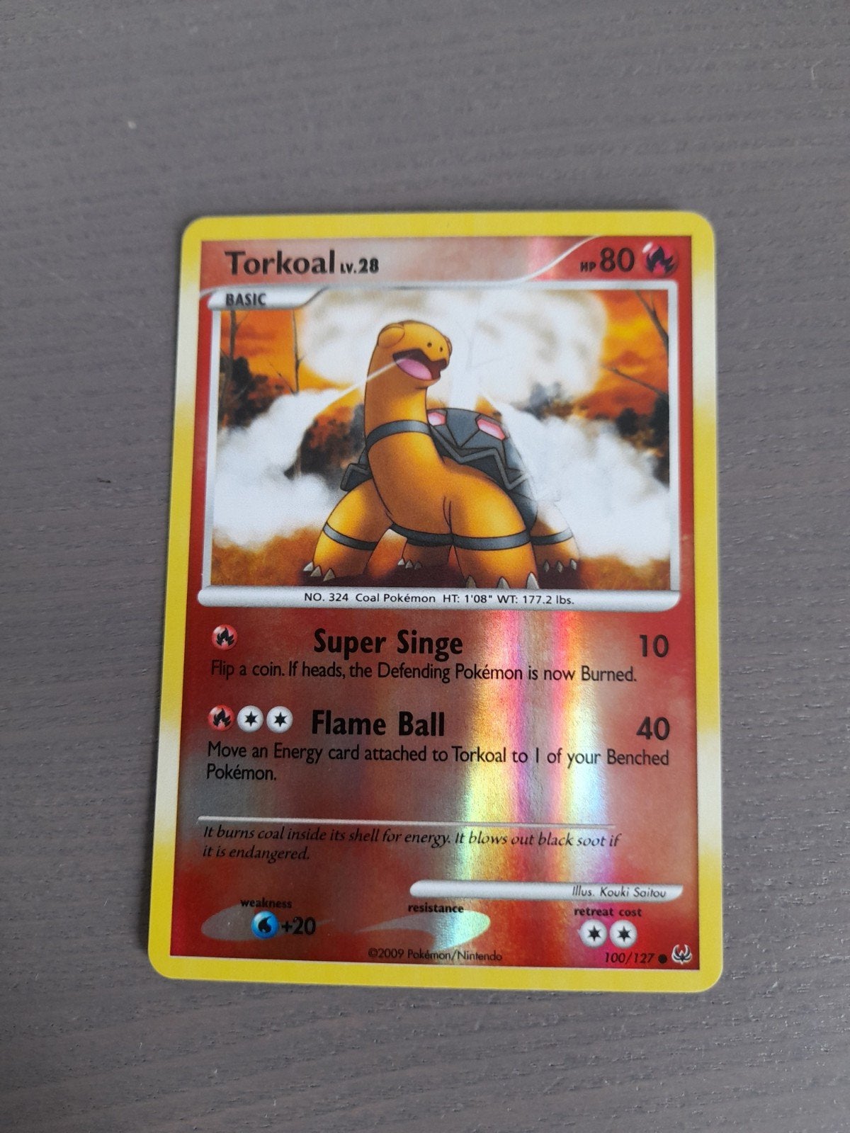 Platinum 100/127 torkoal reverse, Ophalen of Verzenden, Gebruikt, Losse kaart, Foil