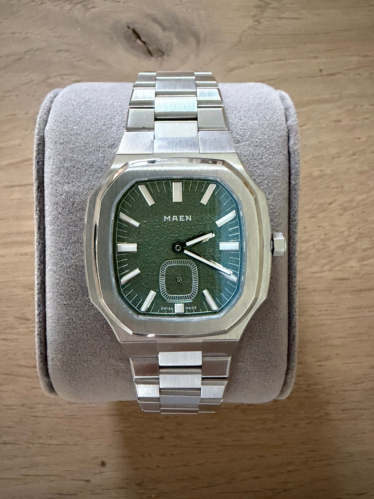 Maen Watch Manhatten Ultra Thin 37mm Green, Staal, Polshorloge, 1960 of later, Ophalen