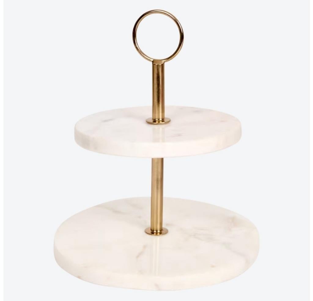 Marmeren Etagère - Goudkleurig - Rond - Ø 22 x 24 cm, Ophalen, Nieuw