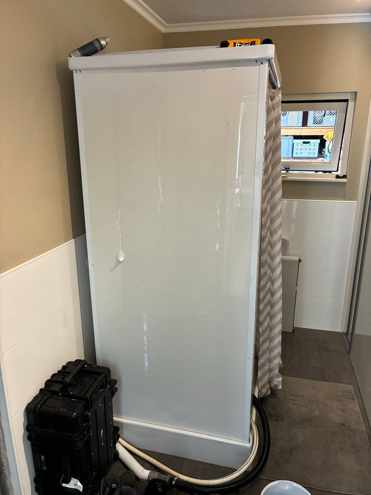 Compacte mobiele douchecabine met gordijn, Doe-het-zelf en Verbouw, Sanitair, Ophalen, Gebruikt, Douche