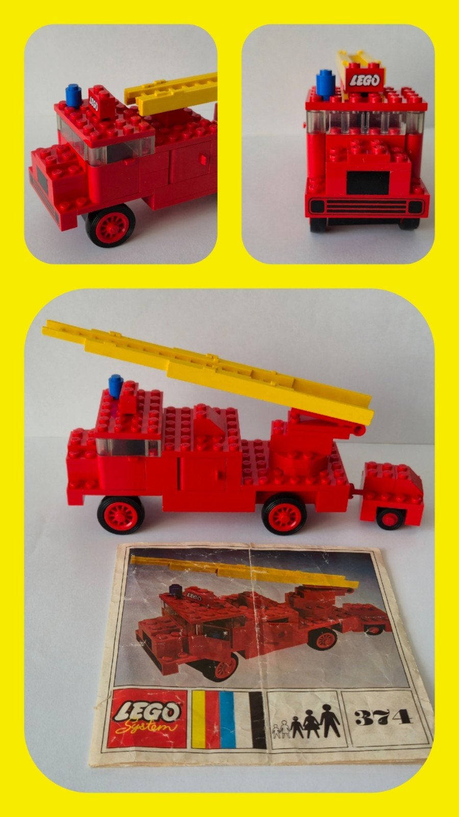 vintage lego set 374/Brandweerwagen uit 1971, Gebruikt, Lego, Ophalen of Verzenden, Complete set